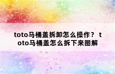 toto马桶盖拆卸怎么操作？ toto马桶盖怎么拆下来图解